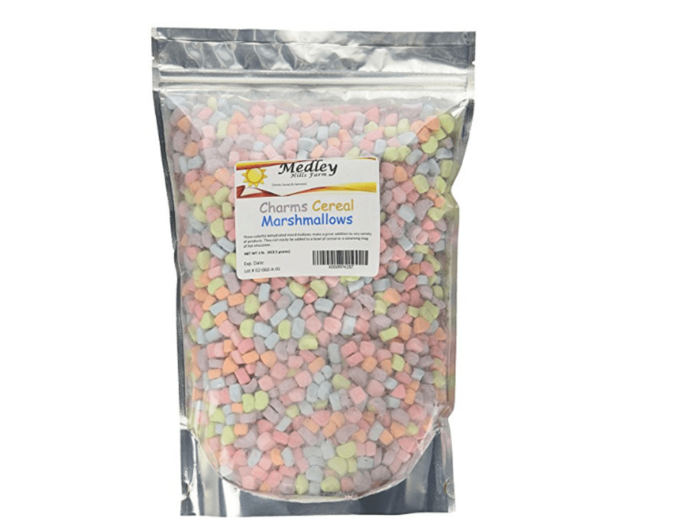 A bag of just charms cereal marshmallows.