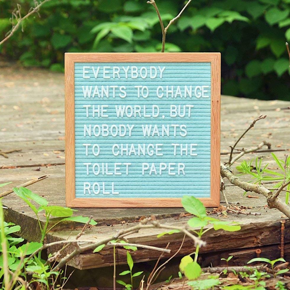 A felt board with a funny message on it.