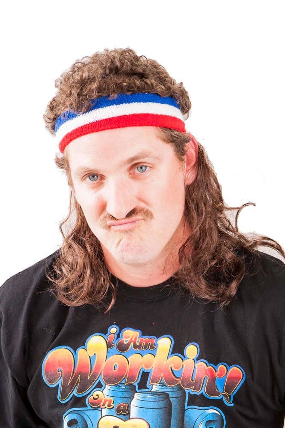 A sweatband with a mullet attached.